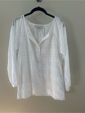 LOFT White Semi-Sheer Pullover Blouse